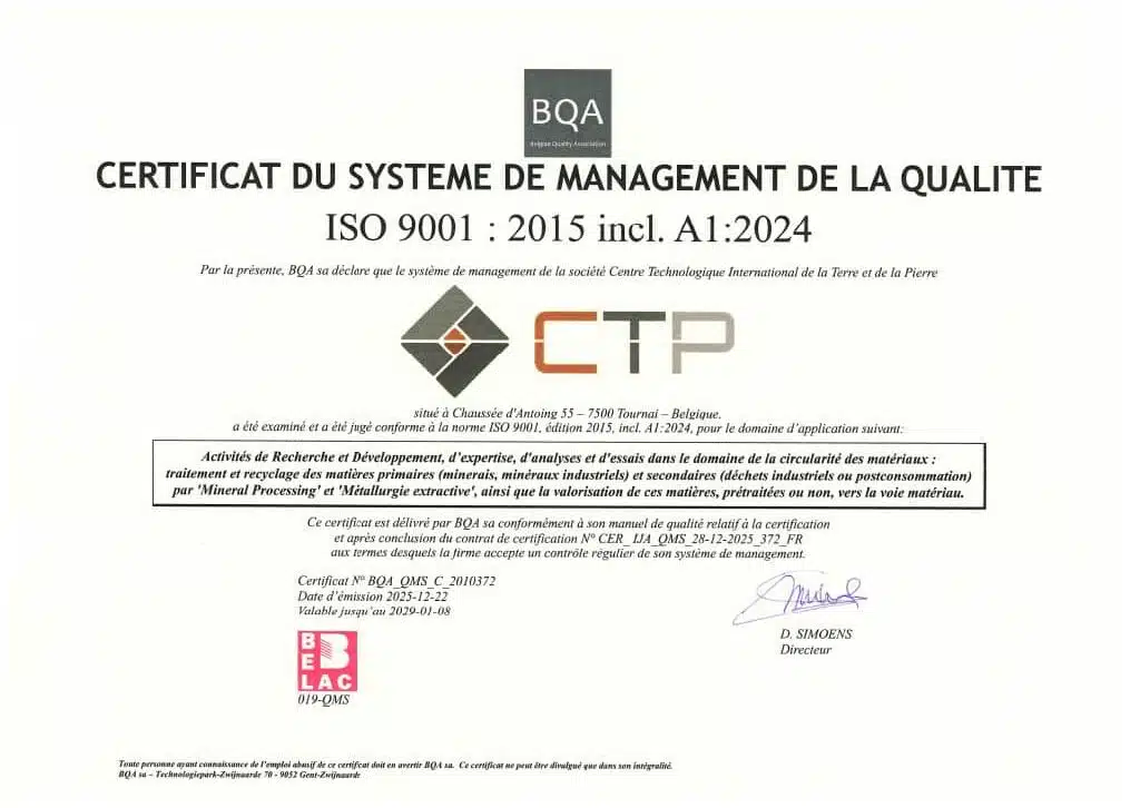 Certificat Qualité ISO 9001 (FR)